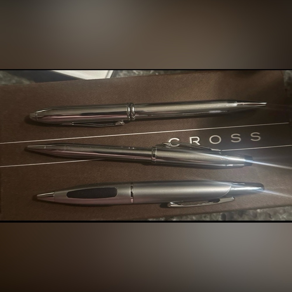 Cross Silver Chrome Three Pen Set Need refills otherwise like new condition